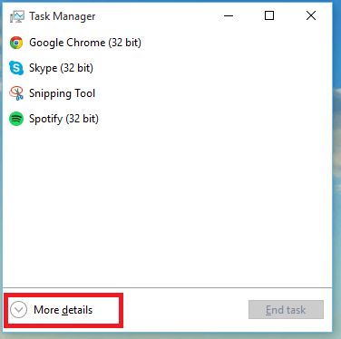 Task Manager More details button