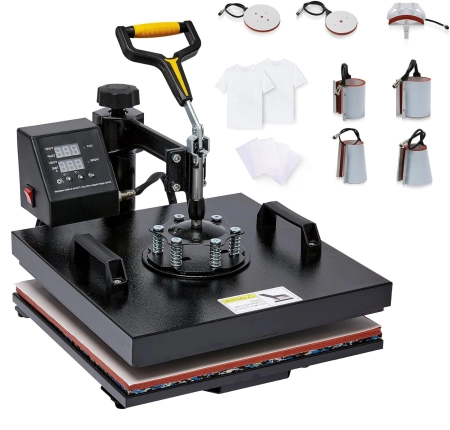 Creworks 8-in-1 Heat Press Machine - 15"x15" - TShirt/Mug/Cup/Hat/Cap/Plate Maker - 110V