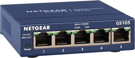 NETGEAR ProSafe 5-Port Gigabit Ethernet Switch (GS105) - Blue